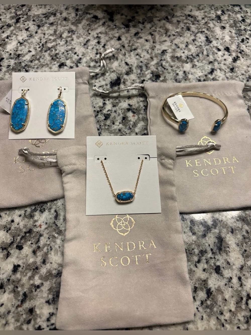 Bundle of Kendra Scott Elisa Necklace, Elle Earrings and Elton Cuff Bracelet